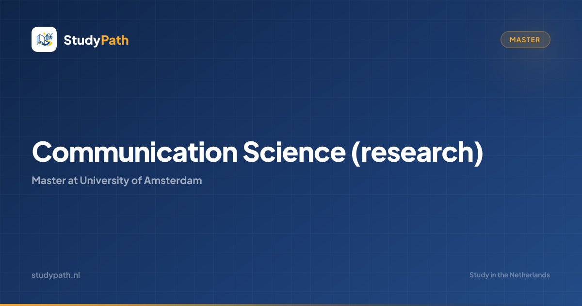 Communication Science (research MSc) (Master) | University of Amsterdam ...